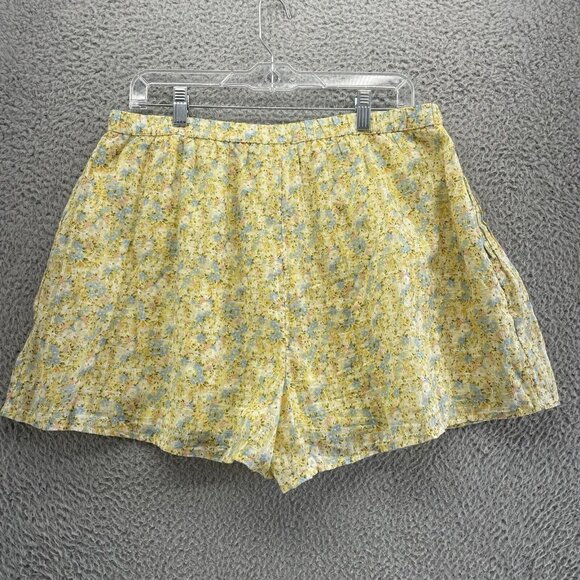 American Eagle Shorts Womens Large Flowy Elastic Waist‎ Yellow Floral NEW - Picture 2 of 13